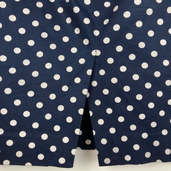 J. Crew No 2 Pencil Skirt Navy White Polka Dot Stretch Cotton sz 8 Preppy Office - Picture 6 of 11